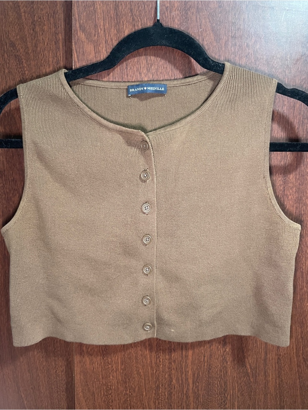Brandy Melville 100%cotton Cropped Button-Front Sweater Vest